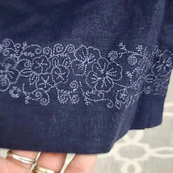 NWT Norton McNaughton Linen Blend Button Up Embroidered 3/4 sleeve women's Shirt - Picture 3 of 10